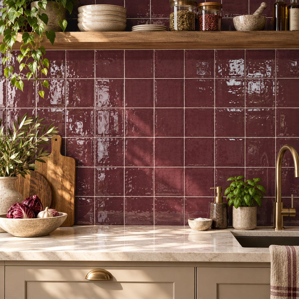 Kakel New Country Bordeaux Blank 15x15