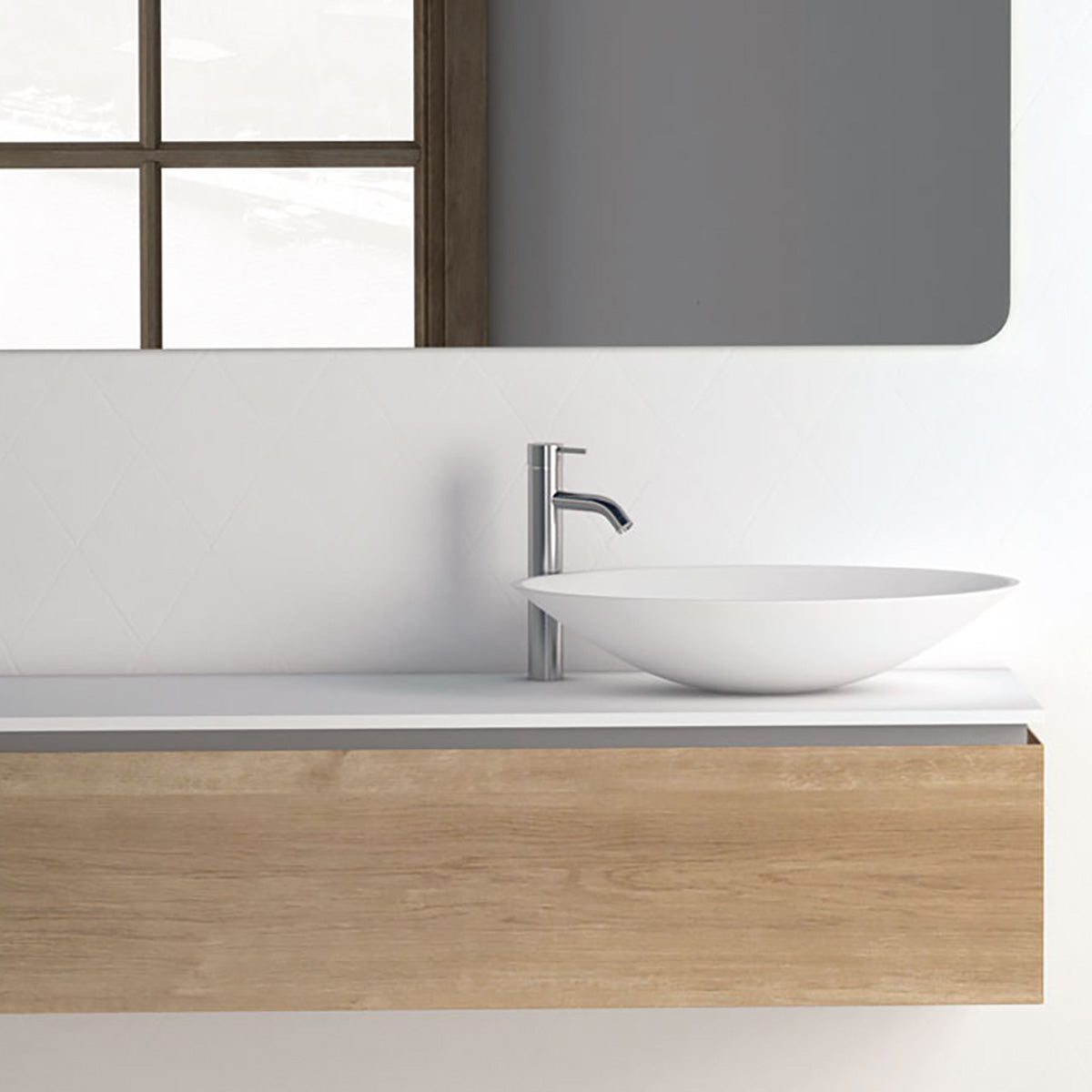 Bänkskiva Solid Surface Tenfors 100x45 cm Vit Matt