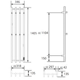 Handdukstork Hafa Grace 340x1400 Rostfri Blank