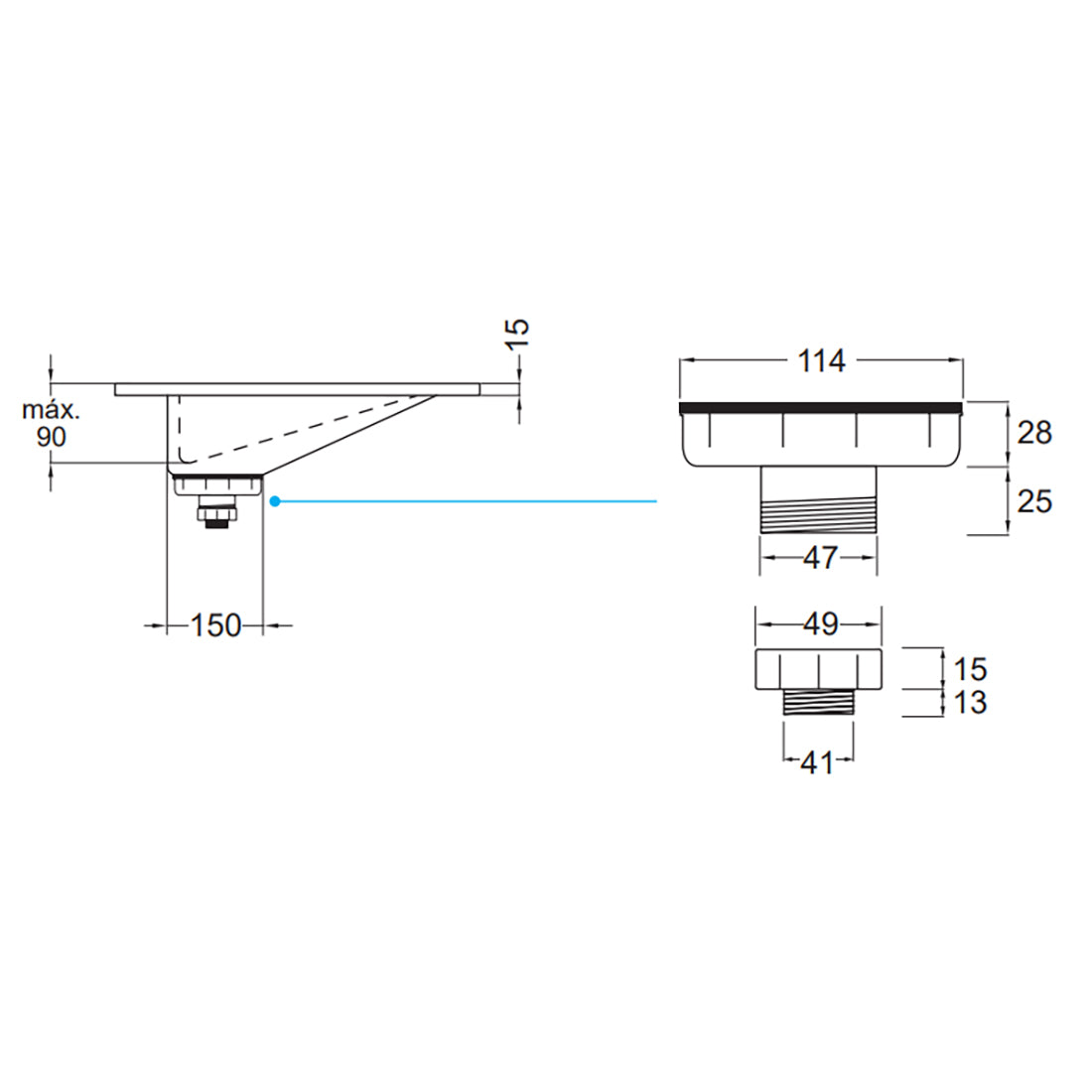 Tvättställ Solid Surface Tenfors Flow 100 cm Svart Matt