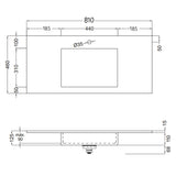 Tvättställ Solid Surface Tenfors Flow 80 cm Svart Matt