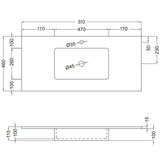 Tvättställ Solid Surface Tenfors Alpin 80 cm Vit Matt